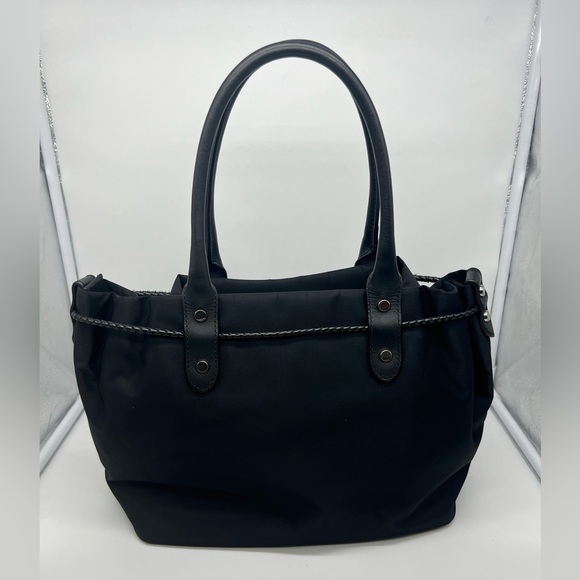 AGNÈS B. VOYAGE Black Nylon Leather Trim Tote Bag - Picture 6 of 12